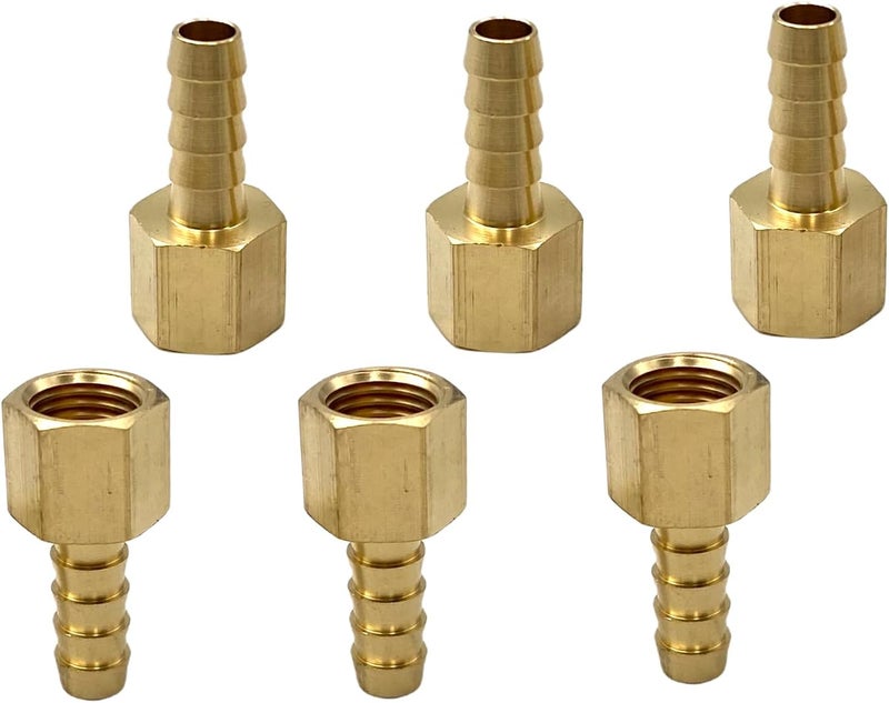 Bumugufu 6 Pcs Brass Hose Barb Fittings, 1/4 Inch NPT Female to 5/16 Inch Hose ID Barb Air Hose Fitting Adapter Connectors for Compressor, Fuel, Oil, Gas - Image 4